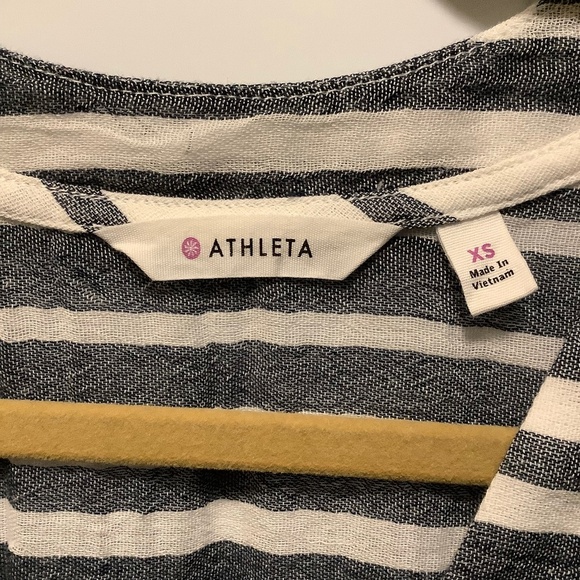 ATHLETA| Swim Cover-up X-Small Black White Stripes Tassles 100% Cotton - Picture 4 of 6